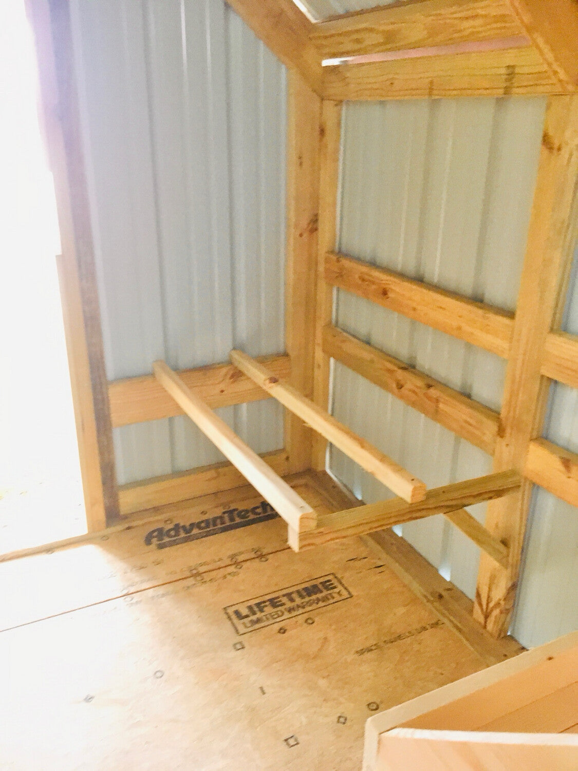 8x24 Deluxe Day Ranger Coop. Interior Egg Collecting Wall & Storage Area (SKU 2511)