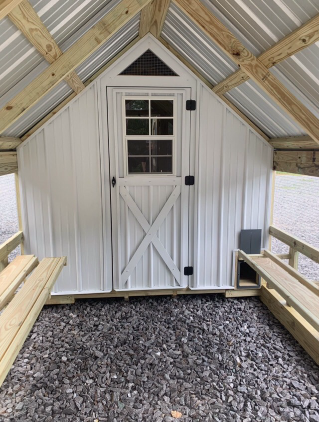 8x24 Deluxe Day Ranger Coop. Interior Egg Collecting Wall & Storage Area (SKU 2511)