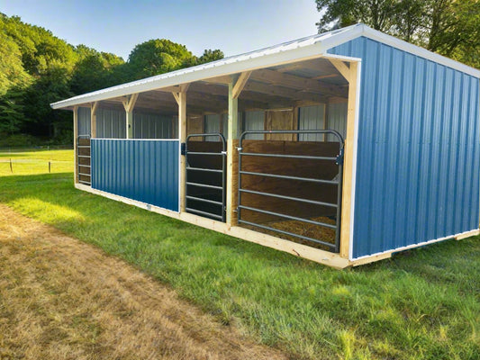 10x30 THREE STALLBARN. With Crossbuck Windows (SKU 1197)