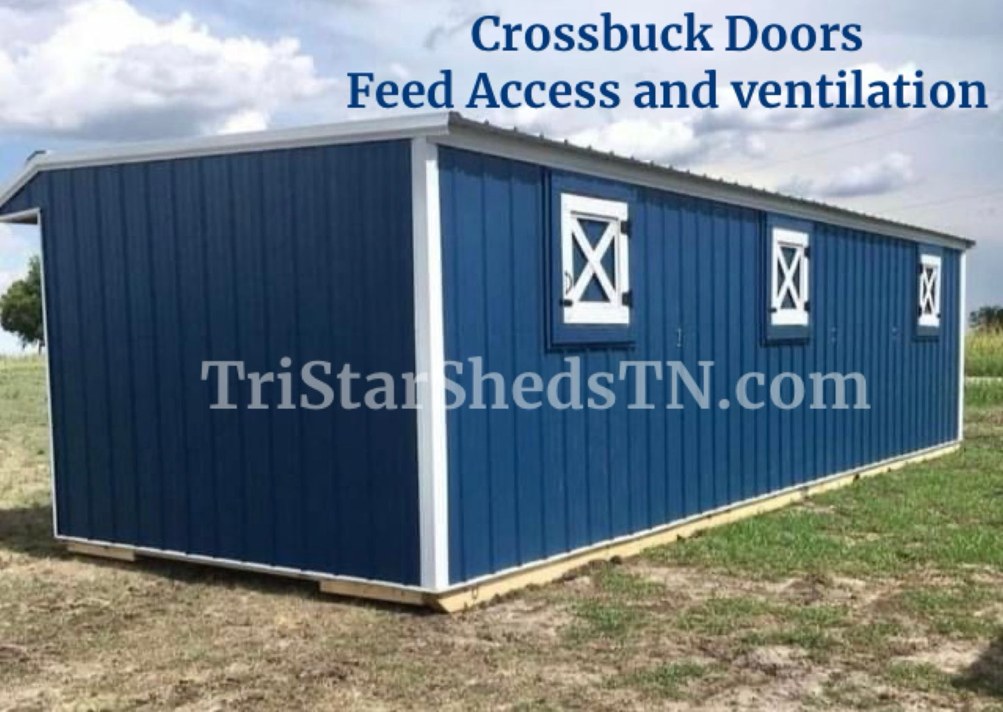 10x30x8 THREE STALLBARN. With Crossbuck Windows (SKU 1197)