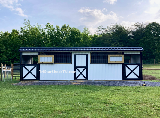 10x30 DELUXE TWO STALL BARN Center Tackroom (SKU 1233)
